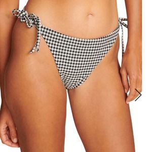 NWT Andie Swim Black Gingham Plaid The String Bikini Tie Swim Bottom XL